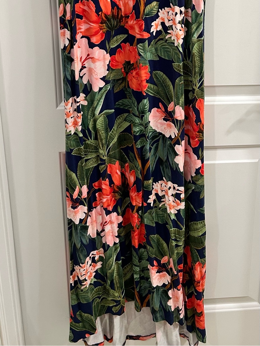 Tommy Bahama Navy Maxi Skirt with Coral & Pink Floral Print